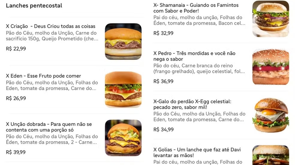 'X-Unção': hamburgueria evangélica vende 'lanches bíblicos' próximo à igreja, no Paraná